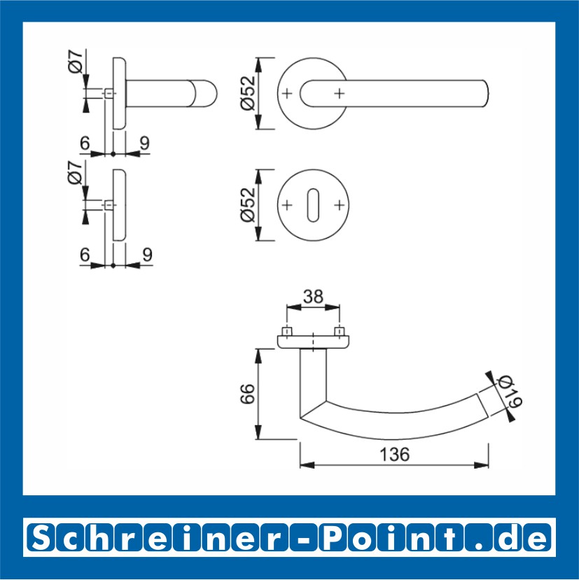 Hoppe Alta Edelstahl Rosettengarnitur F69 E1433Z/17KV/17KVS, 3880816, 3880824, 3880912, 3880832, 3880841, 3880947